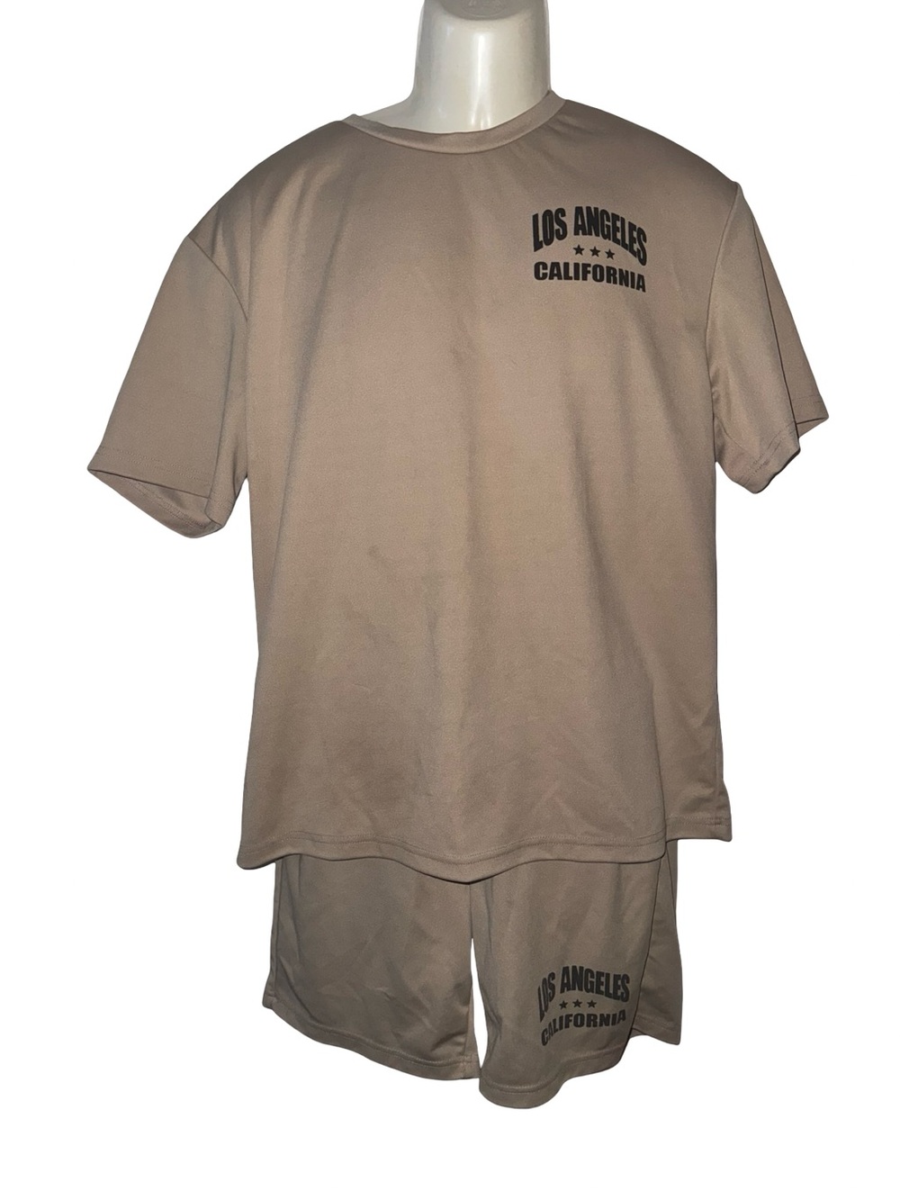 SHEIN Beige Los Angeles California Men Shorts Set